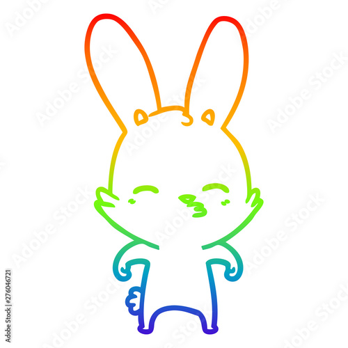 rainbow gradient line drawing curious bunny cartoon