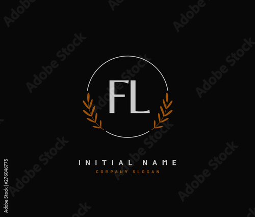 F L FL Beauty vector initial logo, handwriting logo of initial signature, wedding, fashion, jewerly, boutique, floral and botanical with creative template for any company or business.
