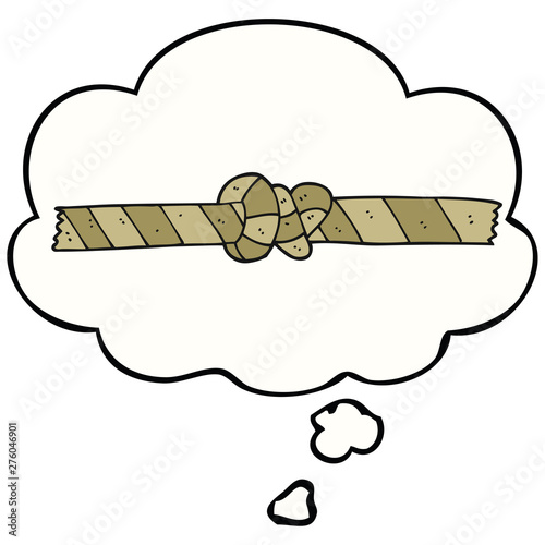 cartoon knotted rope and thought bubble