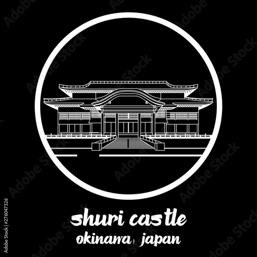 Foto Circle Icon shuri castle. vector illustration