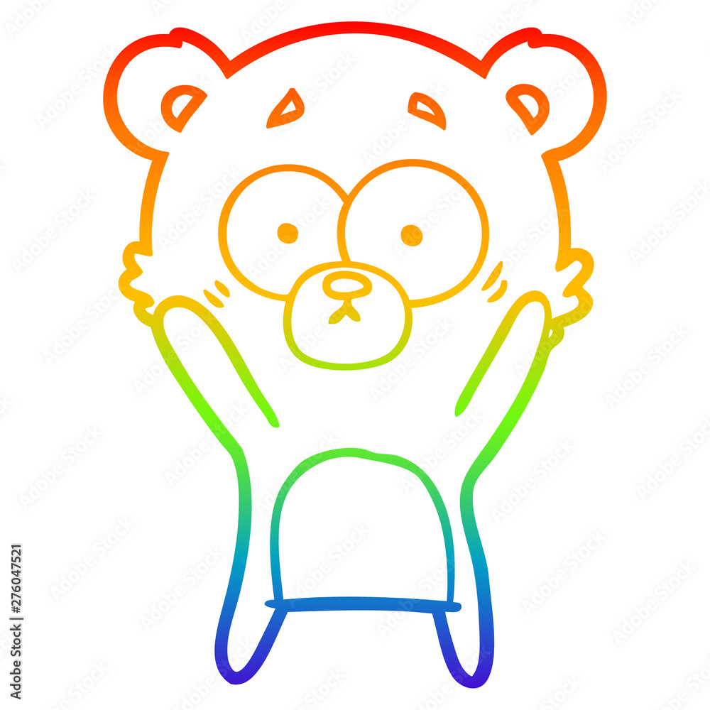 Obraz premium rainbow gradient line drawing worried bear cartoon