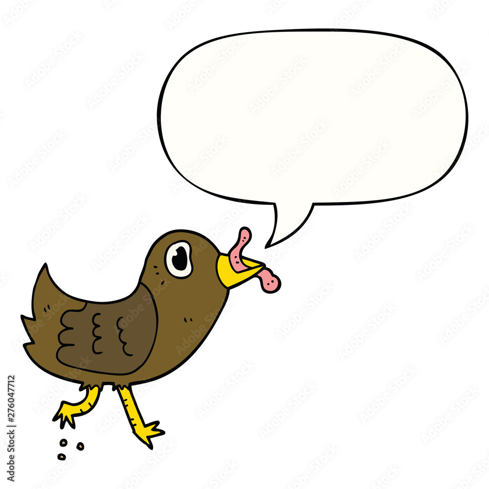 cartoon bird and worm and speech bubble cartoon bird and worm and speech bubble