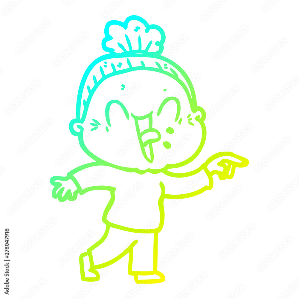 cold gradient line drawing cartoon happy old woman cold gradient line drawing cartoon happy old woman