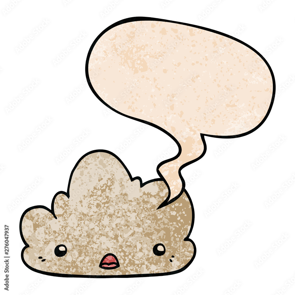 cute cartoon cloud and speech bubble in retro texture style cute cartoon cloud and speech bubble in retro texture style