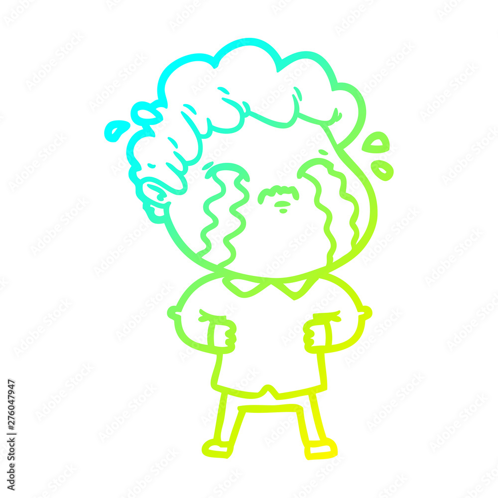 cold gradient line drawing cartoon man crying cold gradient line drawing cartoon man crying