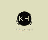 K H KH Beauty vector initial logo, handwriting logo of initial signature, wedding, fashion, jewerly, boutique, floral and botanical with creative template for any company or business.