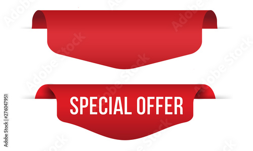 Red banner special offer Isolated on white background.