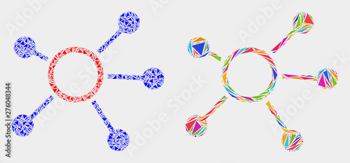 Links mosaic icon of triangle items which have variable sizes and shapes and colors. Geometric abstract vector illustration of links.