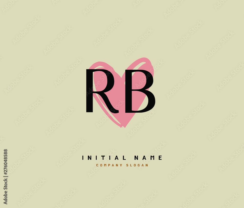 R B RB Beauty vector initial logo, handwriting logo of initial signature, wedding, fashion, jewerly, boutique, floral and botanical with creative template for any company or business.