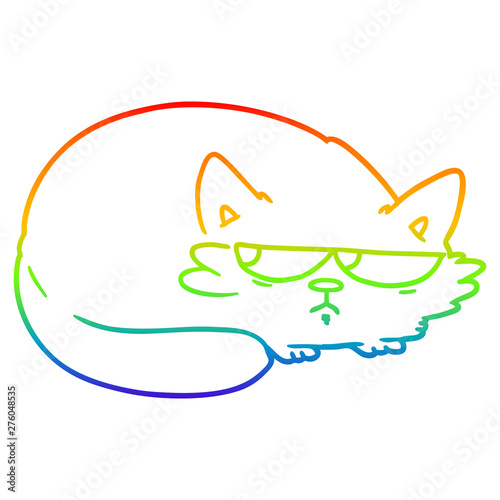 rainbow gradient line drawing cartoon suspicious cat