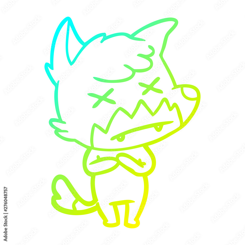 cold gradient line drawing cartoon cross eyed fox cold gradient line drawing cartoon cross eyed fox