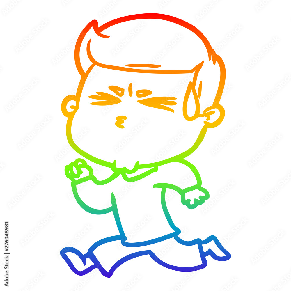 rainbow gradient line drawing cartoon man sweating rainbow gradient line drawing cartoon man sweating