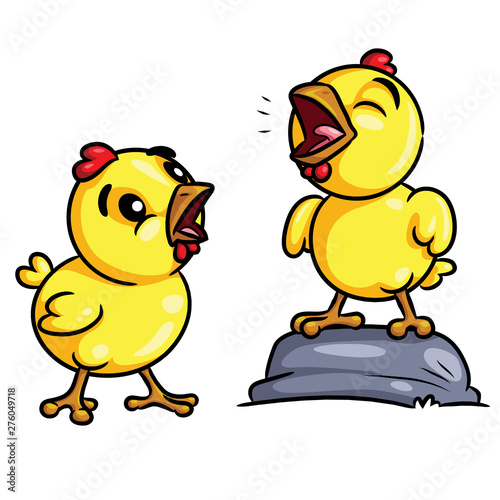 Chicks Crow Cartoon
