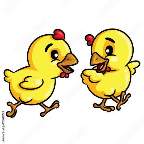 Chicks Walking Cartoon