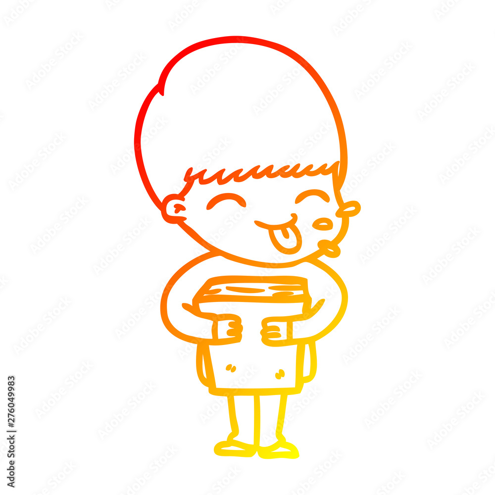 warm gradient line drawing cartoon boy