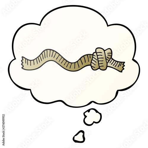 cartoon knotted rope and thought bubble in smooth gradient style