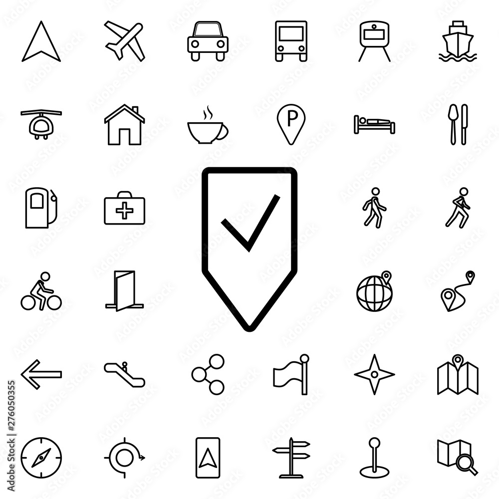 Tag checked icon. Universal set of navigation for website design and development, app development