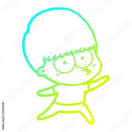 cold gradient line drawing nervous cartoon boy