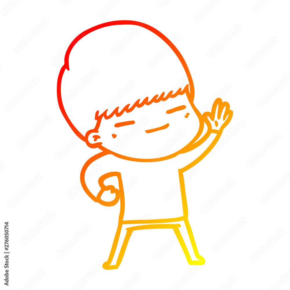 warm gradient line drawing cartoon smug boy