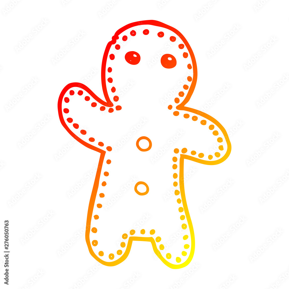 warm gradient line drawing cartoon gingerbread man warm gradient line drawing cartoon gingerbread man