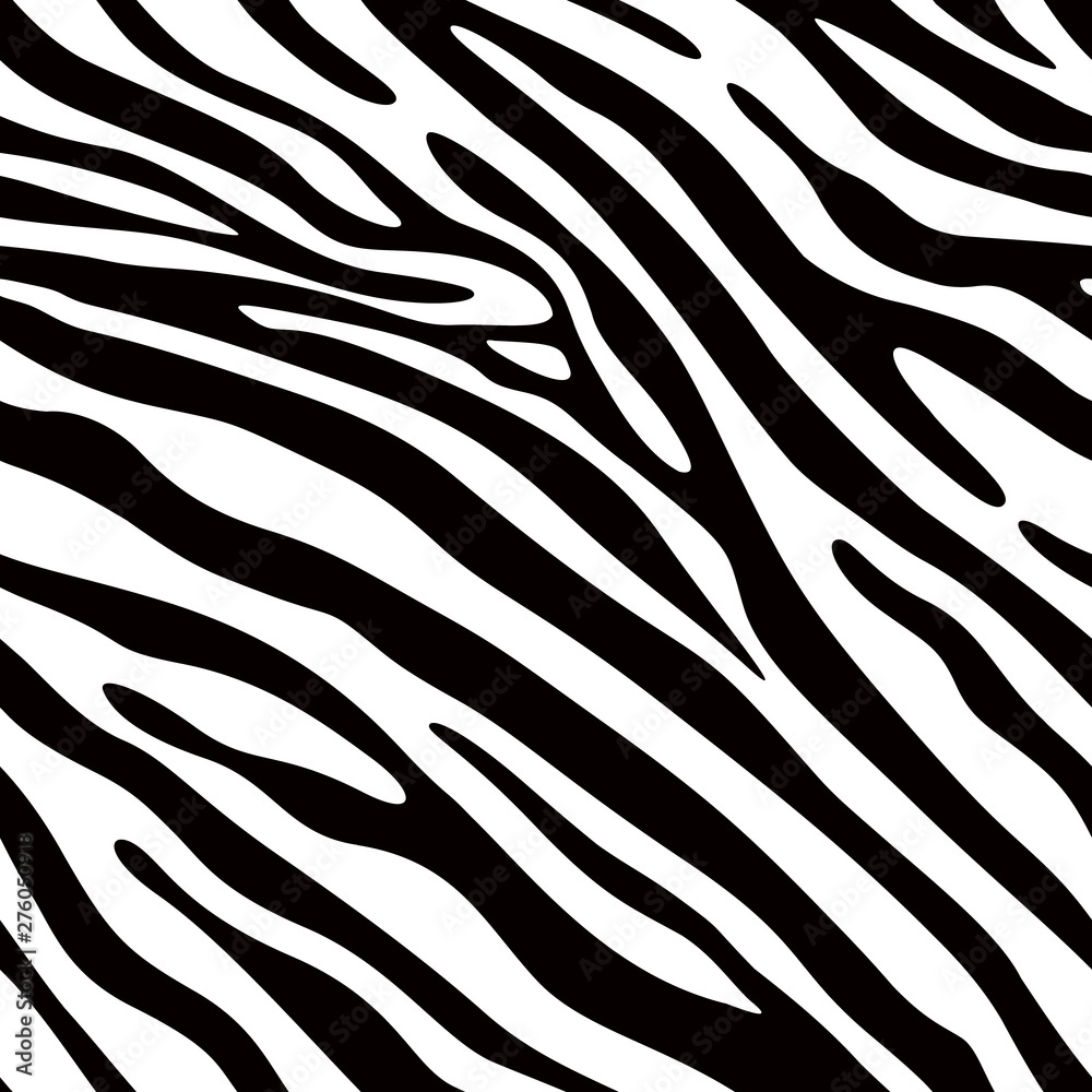 Zebra print seamless pattern. Wild animal texture. Striped black