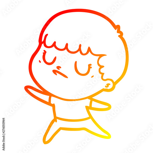 warm gradient line drawing cartoon grumpy boy