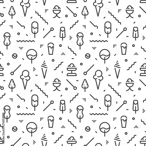 The geometric ice cream seamless pattern with lines.