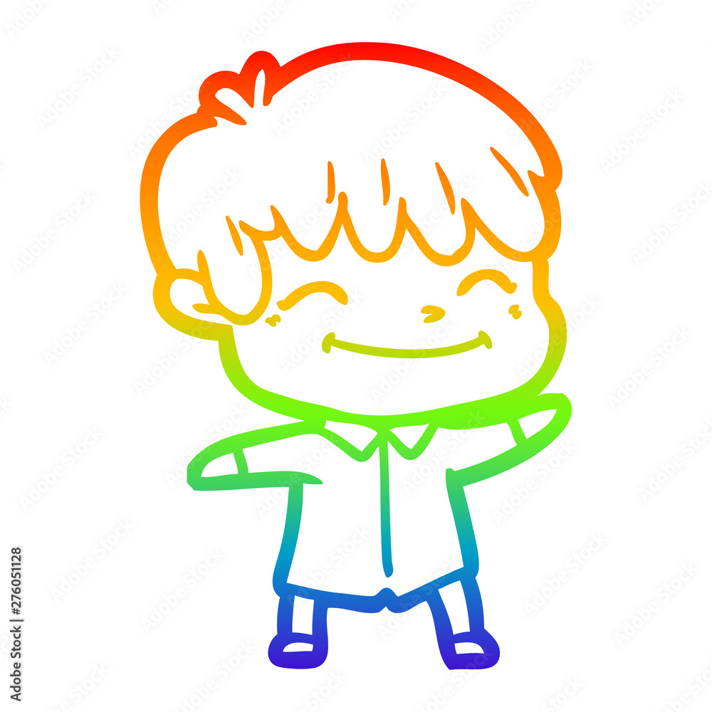 rainbow gradient line drawing cartoon happy boy rainbow gradient line drawing cartoon happy boy