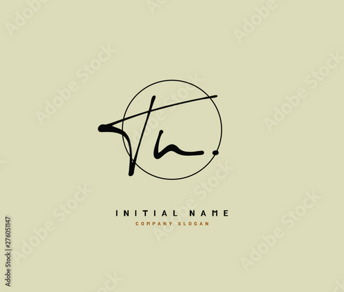 Εκτύπωση καμβά T N TN Beauty vector initial logo, handwriting logo of initial signature, wedding, fashion, jewerly, boutique, floral and botanical with creative template for any company or business