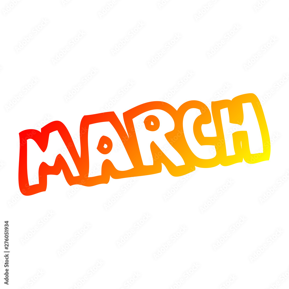 Fototapeta premium warm gradient line drawing cartoon month of march