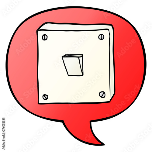 cartoon light switch and speech bubble in smooth gradient style