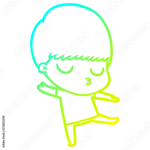 cold gradient line drawing cartoon calm boy