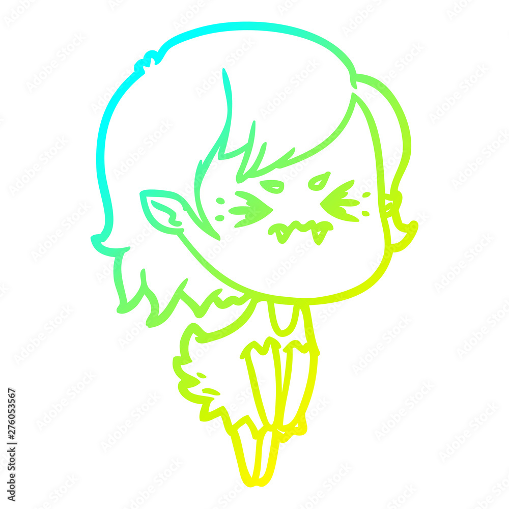 cold gradient line drawing annoyed cartoon vampire girl cold gradient line drawing annoyed cartoon vampire girl