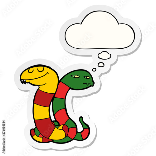 cartoon snakes and thought bubble as a printed sticker