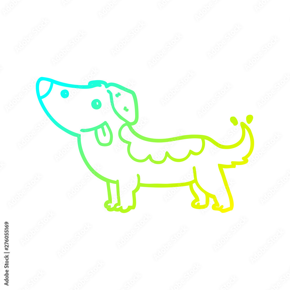 cold gradient line drawing cartoon dog