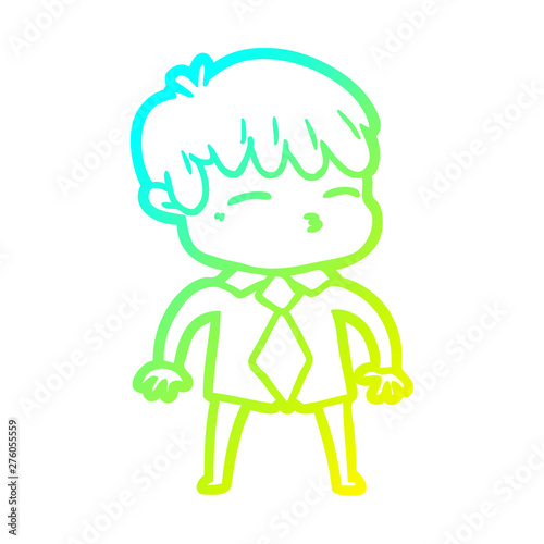 cold gradient line drawing cartoon curious boy