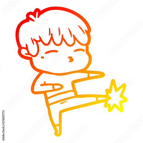 warm gradient line drawing cartoon curious boy