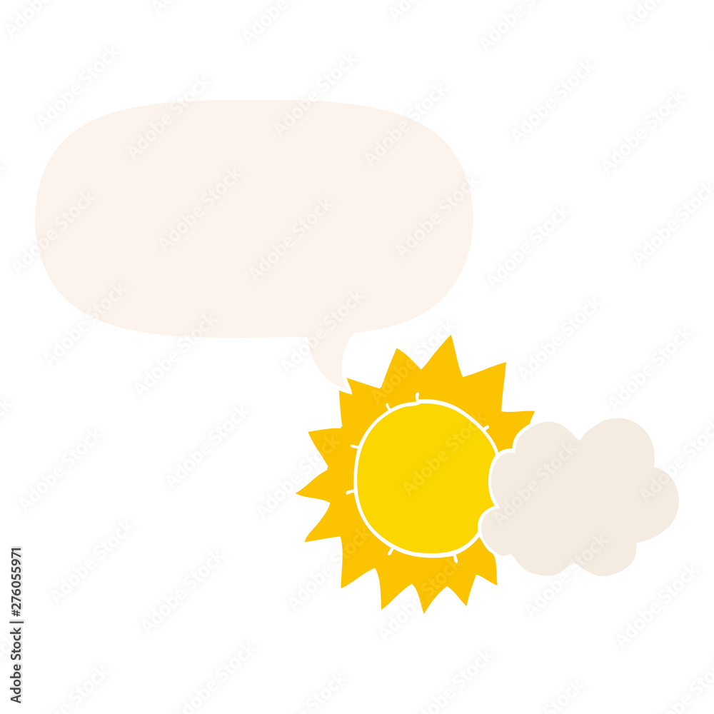 cartoon weather and speech bubble in retro style cartoon weather and speech bubble in retro style