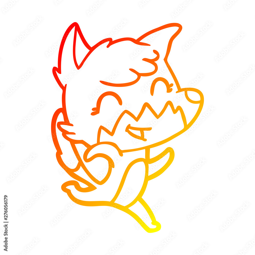 warm gradient line drawing happy cartoon fox warm gradient line drawing happy cartoon fox