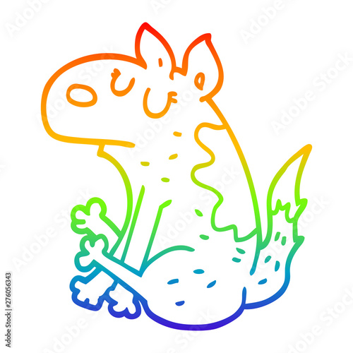 rainbow gradient line drawing cartoon dog sitting