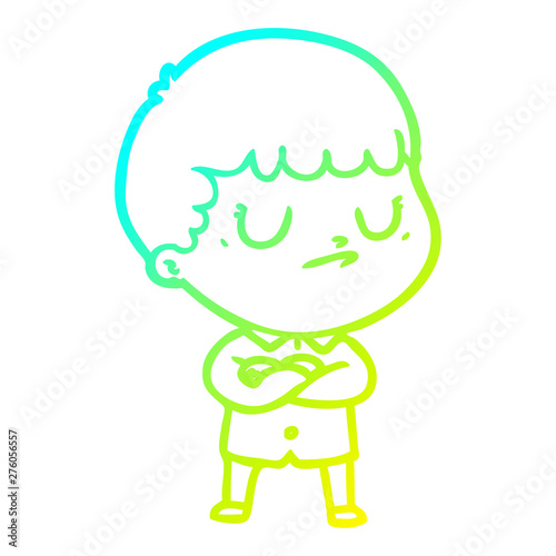 cold gradient line drawing cartoon grumpy boy