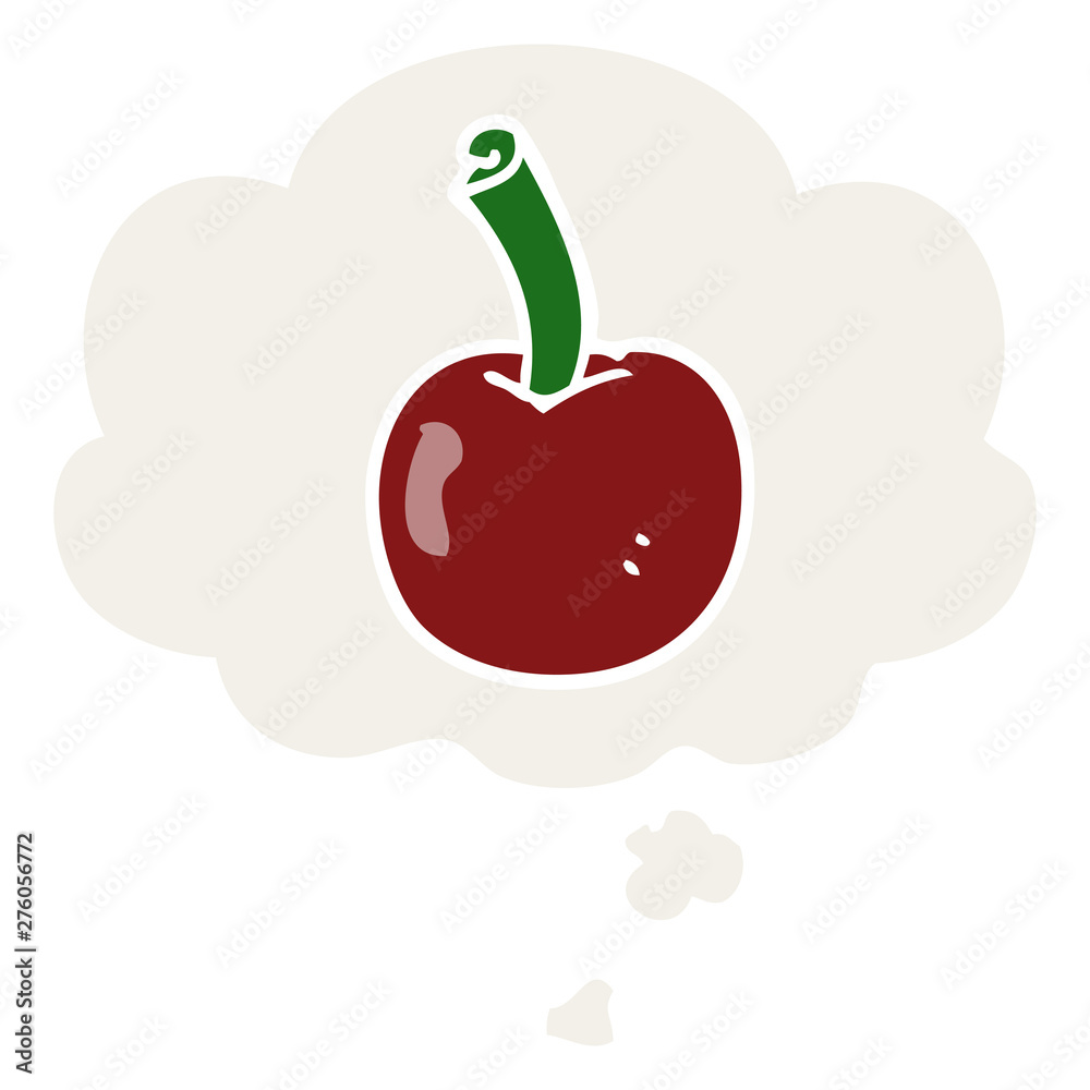Fototapeta premium cartoon cherry and thought bubble in retro style