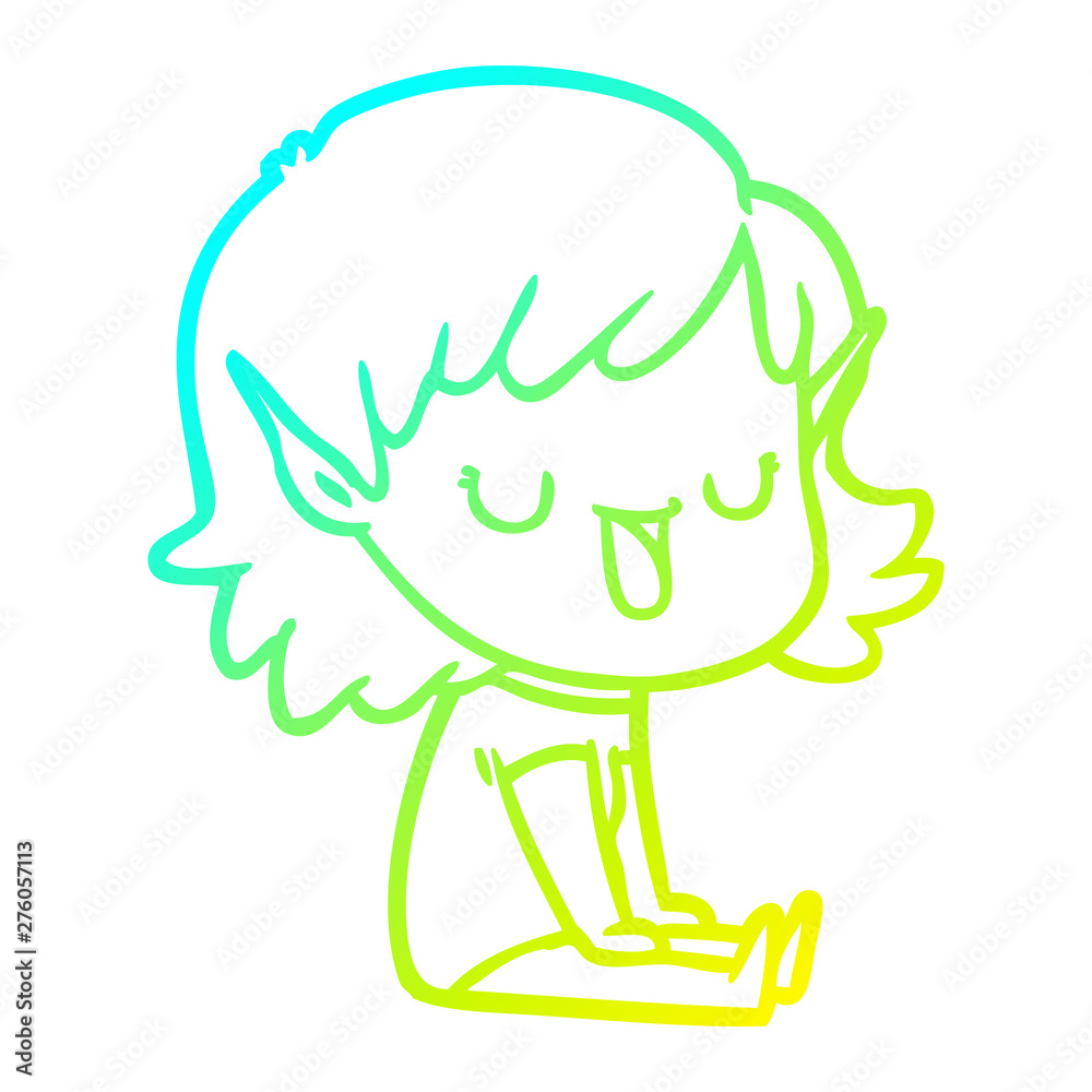 cold gradient line drawing cartoon elf girl cold gradient line drawing cartoon elf girl