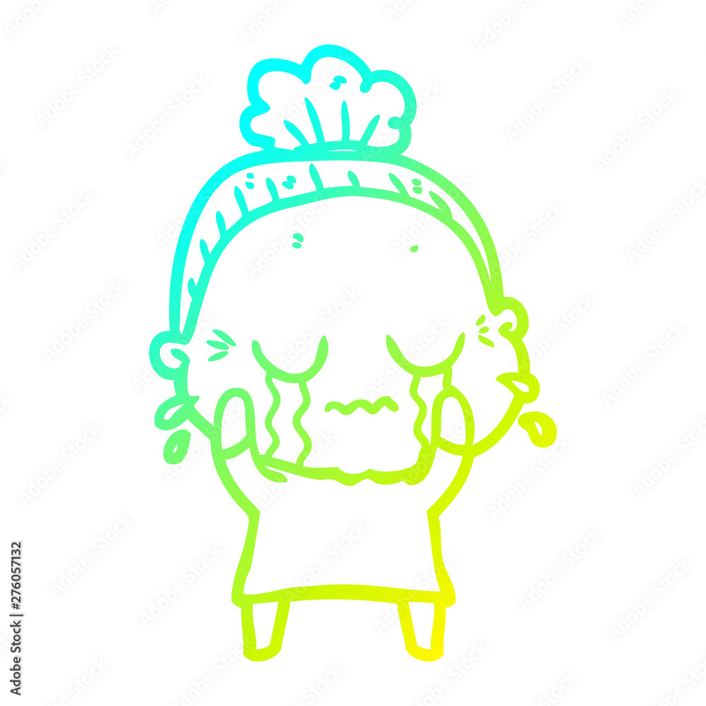 cold gradient line drawing cartoon crying old lady cold gradient line drawing cartoon crying old lady