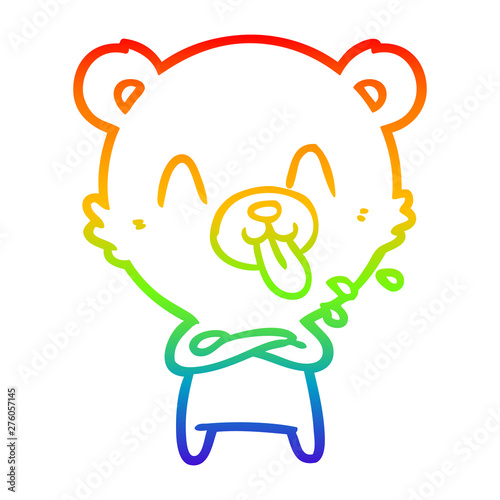 rainbow gradient line drawing rude cartoon bear