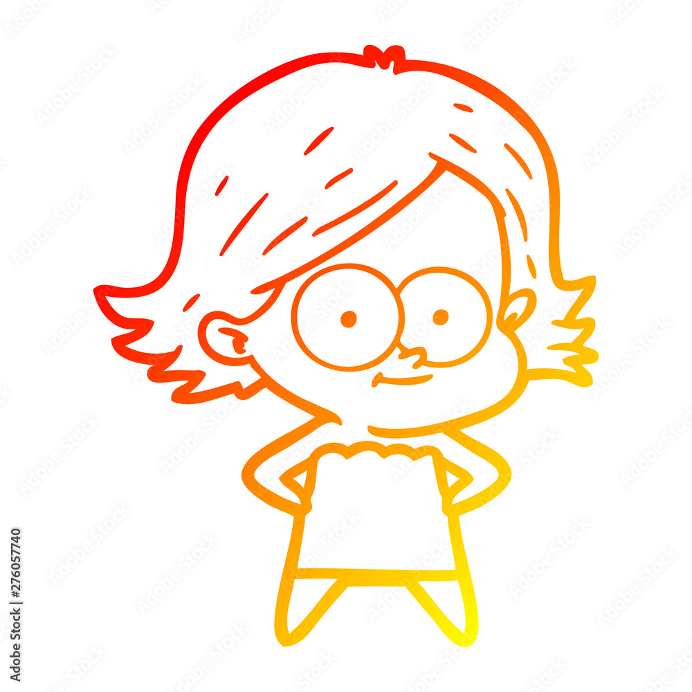 warm gradient line drawing happy cartoon girl warm gradient line drawing happy cartoon girl