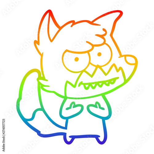 rainbow gradient line drawing cartoon grinning fox