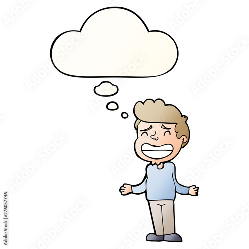 Wallpaper Mural cartoon boy shrugging and thought bubble in smooth gradient style Torontodigital.ca