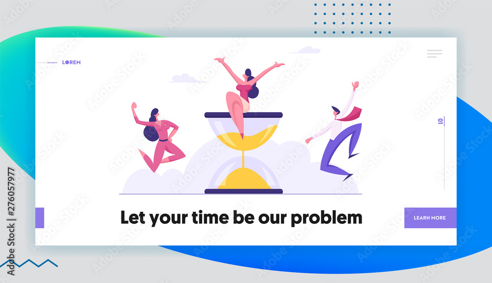Cheerful Businesspeople Jumping with Hands Up around Huge Hourglass, Teamwork, Deadline, Time Management in Working Process. Website Landing Page, Web Page. Cartoon Flat Vector Illustration, Banner Cheerful Businesspeople Jumping with Hands Up around Huge Hourglass, Teamwork, Deadline, Time Management in Working Process. Website Landing Page, Web Page. Cartoon Flat Vector Illustration, Banner