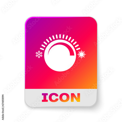 White Thermostat icon isolated on white background. Temperature control. Rectangle color button. Vector Illustration
